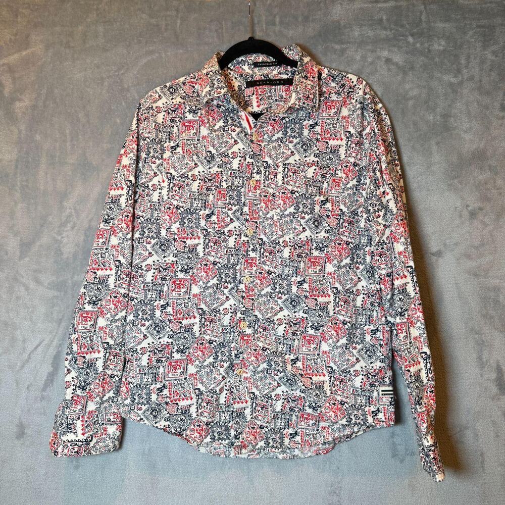 Sean John Tailored Fit Bandana Print Button Up Shirt Men’s M Y2K, streetwear